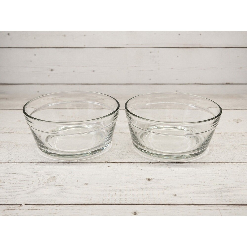 Thick Clear Glass Stackable Bowls 5 Cup Nesting Soup Mixing Serving Set Of 2